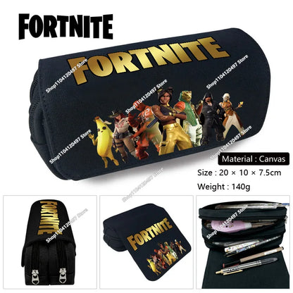 Estojo Fortnite Battle Royale para crianças, caixa de arrumação de canetas com design cartoon, material escolar, presente de aniversário