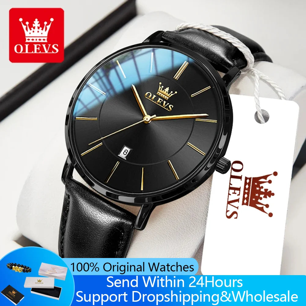 OLEVS 5869 Men's Watch Japan Quartz Movement Thin Case Fashion Waterproof Watch For Men Calendar Simple Original Male Wristwatch
