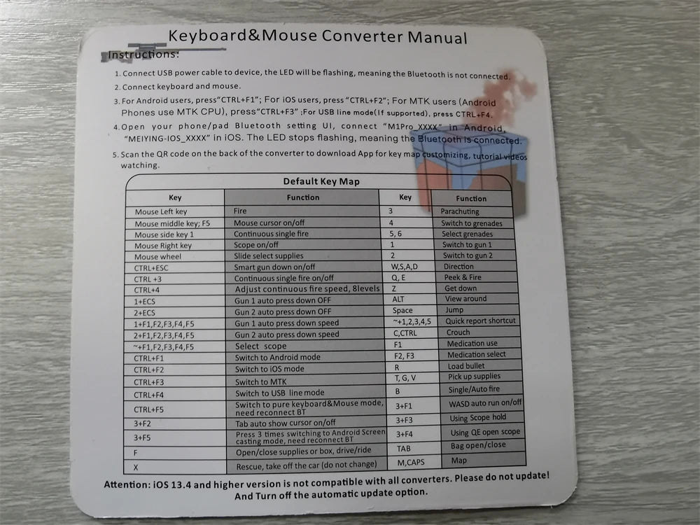 Kit Mobilador Gamer Kit Gaming Keyboard Mouse Mobile Games Converter 3 In 1 Combo One Hand Keyboard for PUBG Mobile Games TF900