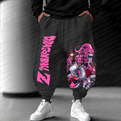 Calças de fato de treino Dragon Ball para homem, tendência outono/inverno, estampado anime retro, corte folgado casual para treino, estilo Harajuku, tamanhos grandes, calças hip hop