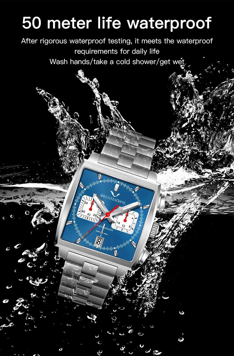 Specht & Söhne New Hot Watches Men Luxury Brand Male Japan VK64 Chronograph Trendy Sport Wristwatch Waterproof