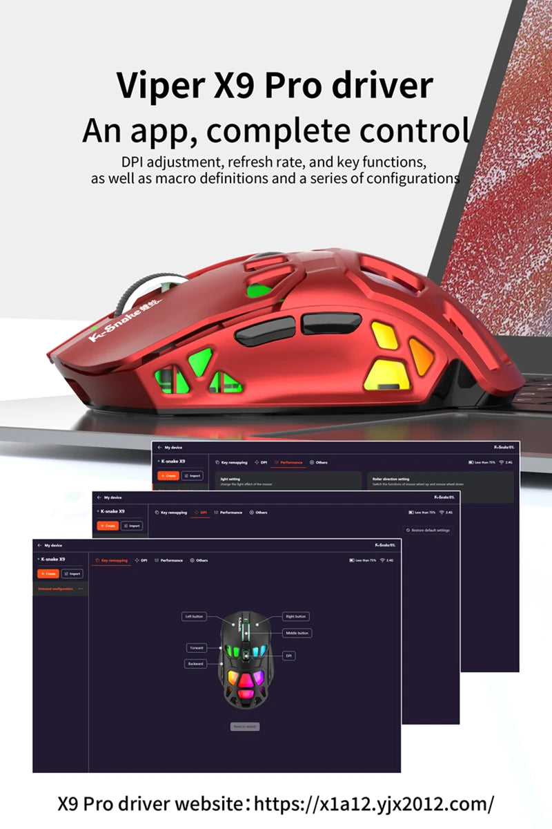 Mouse da gaming leggero Lenovo Tri-Mode con dock di ricarica RGB 12000DPI 2.4G/Bluetooth/cablato mouse ergonomico per PC laptop