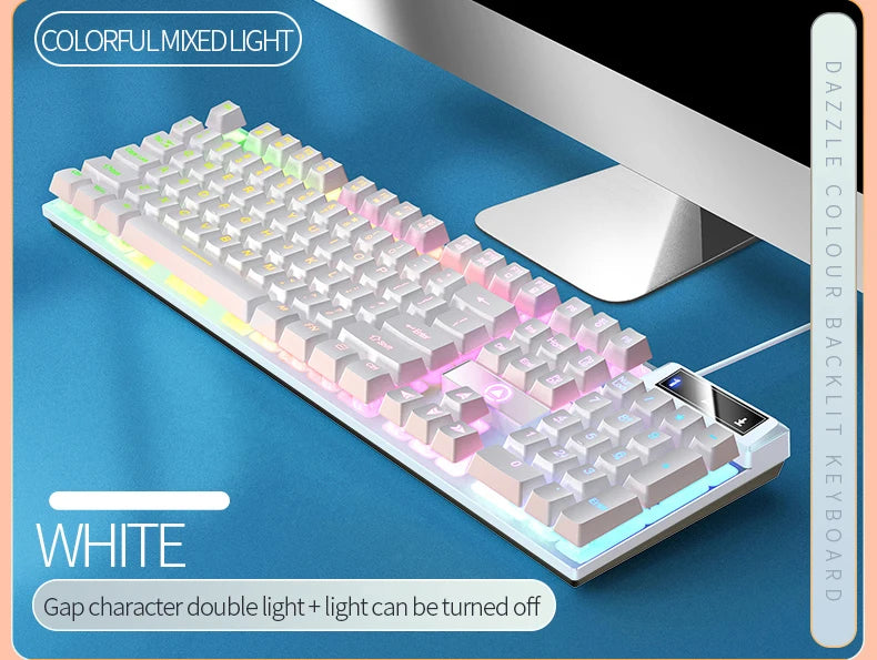 Wired USB Gaming Keyboard with Backlight, 104 Key Gamer Keyboard for Computer/Laptop/PC, Ergonomic Design, Office Gaming Accessory