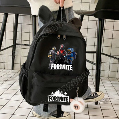 Nova Mochila Fortnite Cartoon para Rapaz e Rapariga, Mochila Escolar Casual de Grande Capacidade para Estudante, Mochila de Viagem com Orelhas de Coelho, Presente de Papelaria