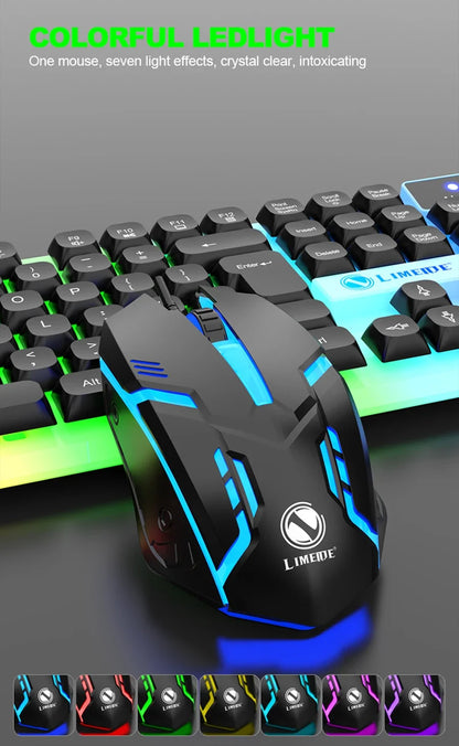 NG GTX350 Combo de teclado y ratón gaming para ordenador y portátil, kit gamer con retroiluminación LED, teclado USB con cable GTX350 Set-Negro