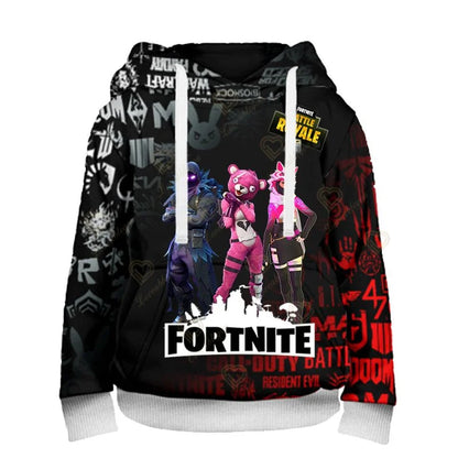 Sweatshirt com Capuz para Fãs de Fortnite, Impressão 3D Battle Royale, Cosplay Victory, para Homem, Mulher e Criança, Streetwear com Capuz