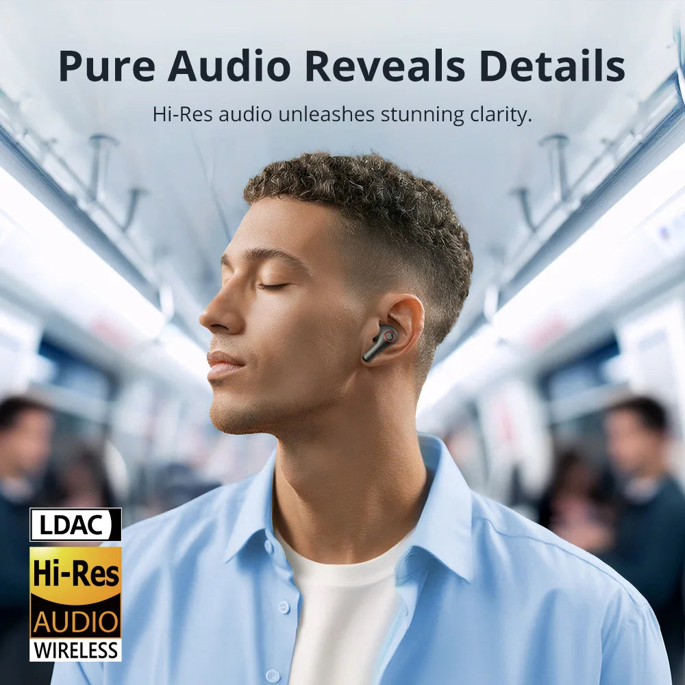 Tronsmart Sounfii NC 2 Wireless Bluetooth Earbuds – Hybrid Active Noise Cancelling (ANC), Hi-Res Audio LDAC, 40H Playtime, AI Call Noise Reduction, Waterproof TWS Earphones