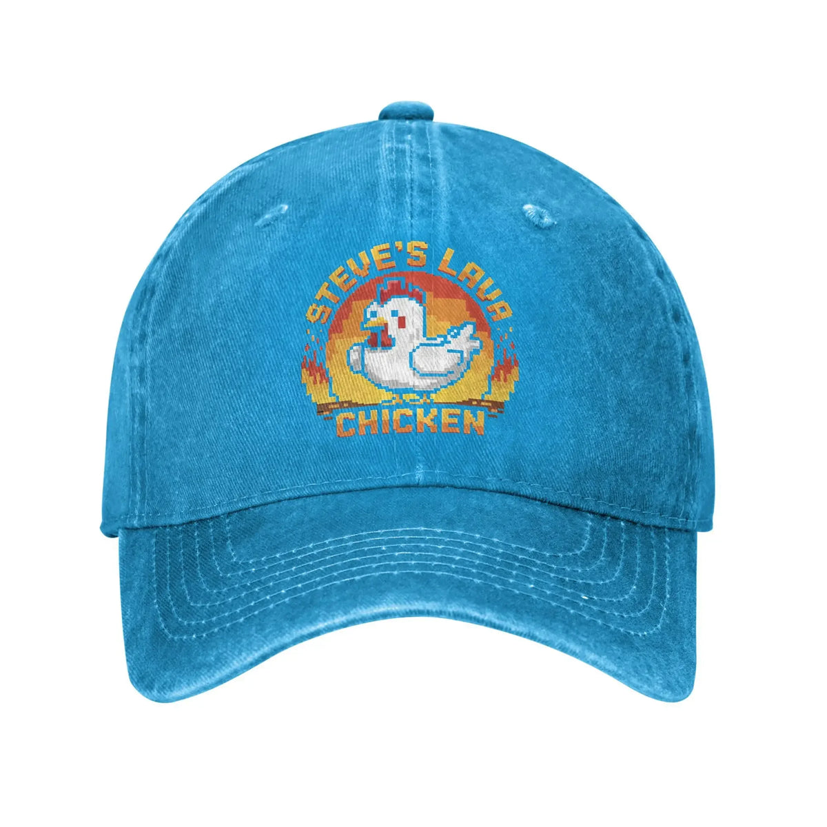Унисекс шапка „Chicken Jockey Lava Chicken Print Steves“ – модна бейзболна шапка с ефект на износеност и измито покритие, с регулируема големина