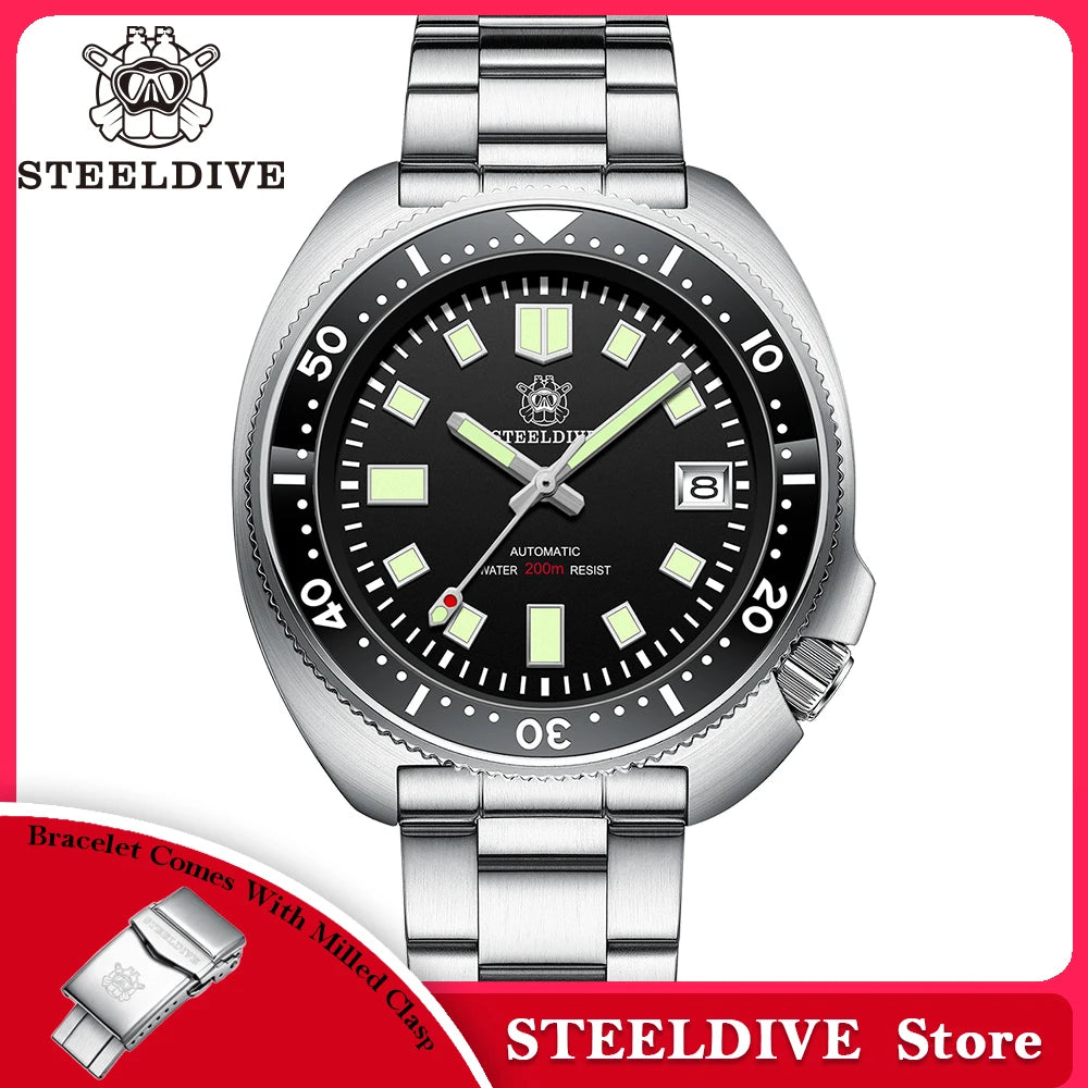 SD1970 New Arrival STEELDIVE Brand 20ATM Water Resistant Ceramic Bezel Insert Sapphire Glass NH35 Automatic Watch 6105 Turtle