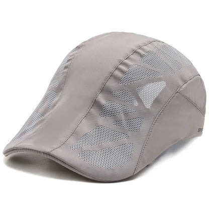 Summer Mens Sports Sun Hats Breathable Mesh Quick-drying Visor Caps Outdoor Gorro Hombre Boina Golf Hat Fashion Solid Flat Cap
