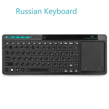 Rii K18S BT And 2.4GHz Wireless RU Mini Keyboard Backlight Touchpad Air Mouse for Android Box Smart TV Windows