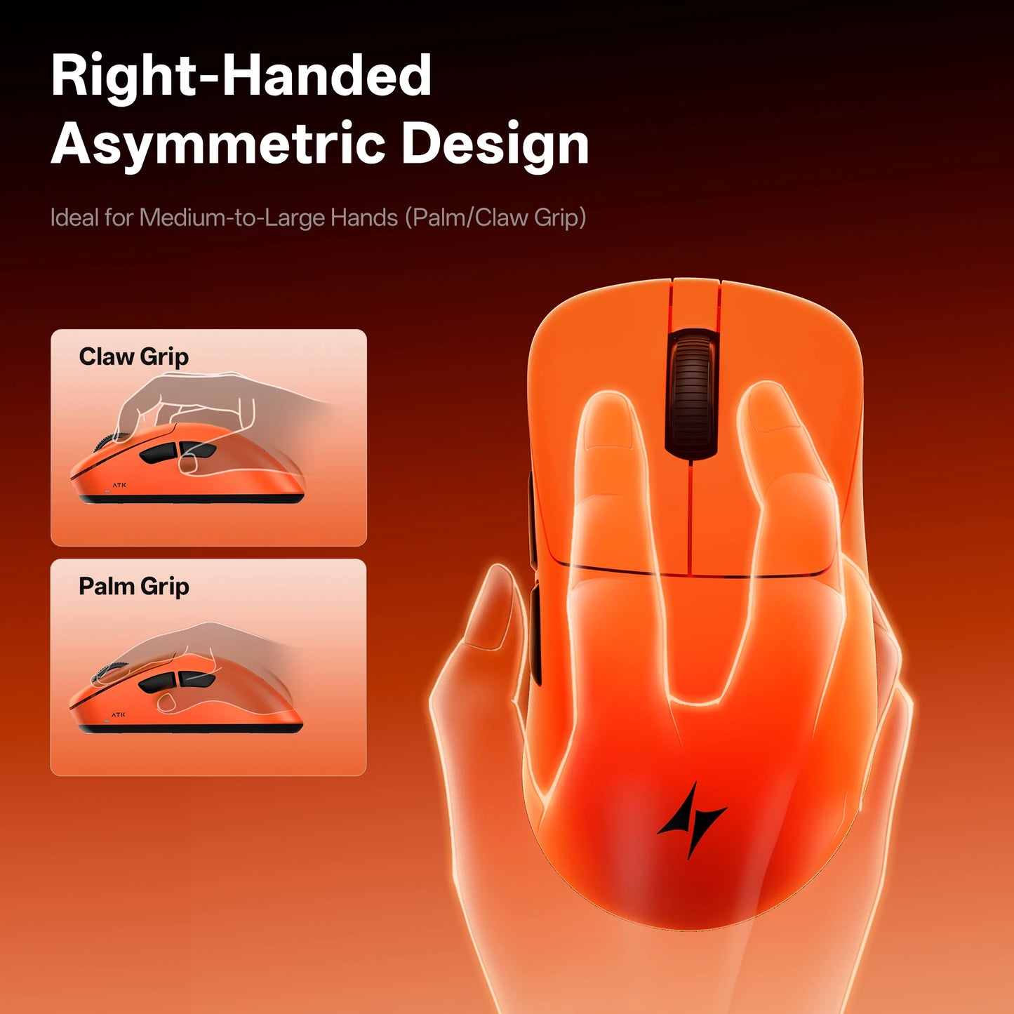ATK Blazing Sky Z1 V2 Ultimate bezdrátová myš PAW3950 Ultra Dual 8K herní myš ergonomická, vlastní vývoj, pro střední až velkou ruku