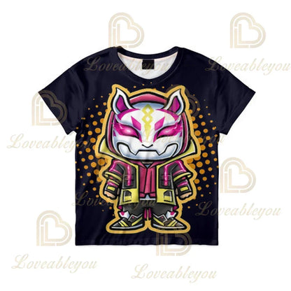 Nova T-shirt de Verão Fortnite para Rapazes, T-shirt Cartoon Gira, Manga Curta, para Homem, Mulher e Criança, T-shirts para Adolescentes, Tops Streetwear