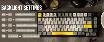 Teclado mecânico Ajazz AK820 Pro 75% com montagem gasket, Bluetooth 5.1/2.4G sem fios/com fios e ecrã TFT para Mac/Win