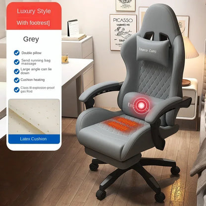 Hestora PU kožené velké herní křeslo pro vysoké postavy, ergonomická počítačová židle s vysokým opěradlem, podnožkou a masážní bederní opěrkou pro dospělé