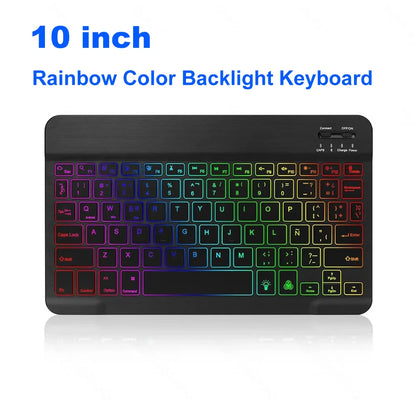 Mini teclado Bluetooth RGB sem fios de 10 polegadas com retroiluminação, touchpad e compatibilidade com iOS, Android, Windows e iPad