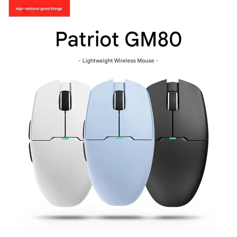 Mouse wireless Bluetooth Aigo GM80 PLUS PRO PAW3311/PAW3395 leggero 1000HZ cablato a tre modalità per gaming ed e-sport, regalo