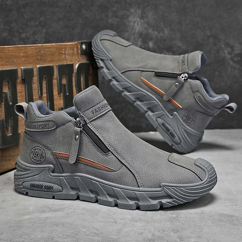 Ανδρικά ψηλά sneakers με φερμουάρ | Casual αντιολισθητικά μποτάκια εργασίας | Μοντέρνα άνετα παπούτσια περπατήματος για άνδρες