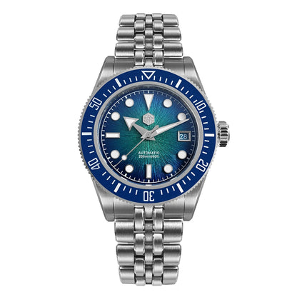 San Martin 40mm Luxus-Taucheruhr für Herren, Miyota 9015, Sunburst-Emaille-Zifferblatt, automatische mechanische Armbanduhr, wasserdicht bis 200m, SN0148