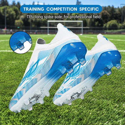 Classic AG/FG Football Shoes with TPU Wear-Resistant Long Studs, PU Mixed Fabric Upper, Non-Slip and Comfortable for Kids' Outdoor Football