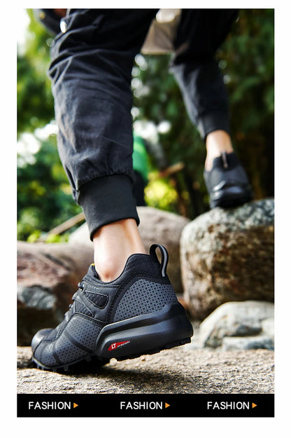 Zapatillas de senderismo para hombre, calzado deportivo todoterreno para exteriores, malla transpirable, antideslizantes y resistentes al desgaste, zapatillas de senderismo y ciclismo outdoor