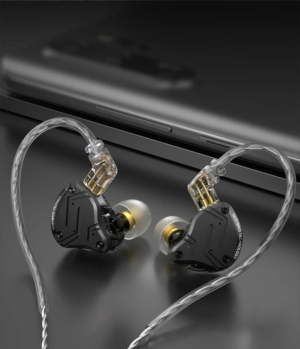 Auricolari in-ear cablati KZ ZS10 Pro X HiFi con bassi monitor, cavo staccabile e microfono