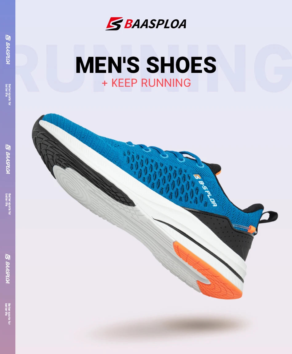 Baasploa Herren-Laufschuhe, neue atmungsaktive Mesh-Sport-Sneaker, Übergrößen 41-48, klassische Freizeitschuhe für Herren, rutschfest, Outdoor-Komfort