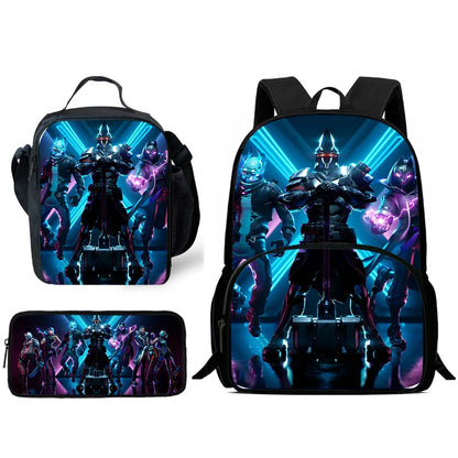 Hot Game Design Child Backpacks F-FortniteS Lunch Bag Pencil Case, Pupil Large Capacity School Bags for Boys and Girls, Best Gift