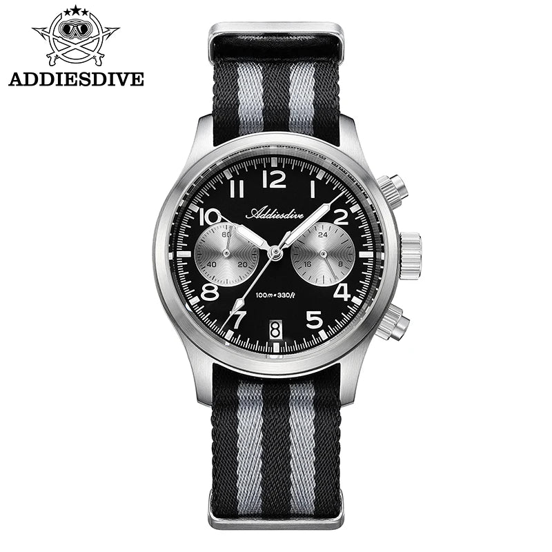 ADDIESDIVE 2025 Neue Panda Eye Herrenuhr, luxuriöse Retro-VK64-Quarzuhr für Herren, Sport-Chronograph, 100M wasserdicht, leuchtend