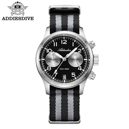 ADDIESDIVE 2025 Neue Panda Eye Herrenuhr, luxuriöse Retro-VK64-Quarzuhr für Herren, Sport-Chronograph, 100M wasserdicht, leuchtend