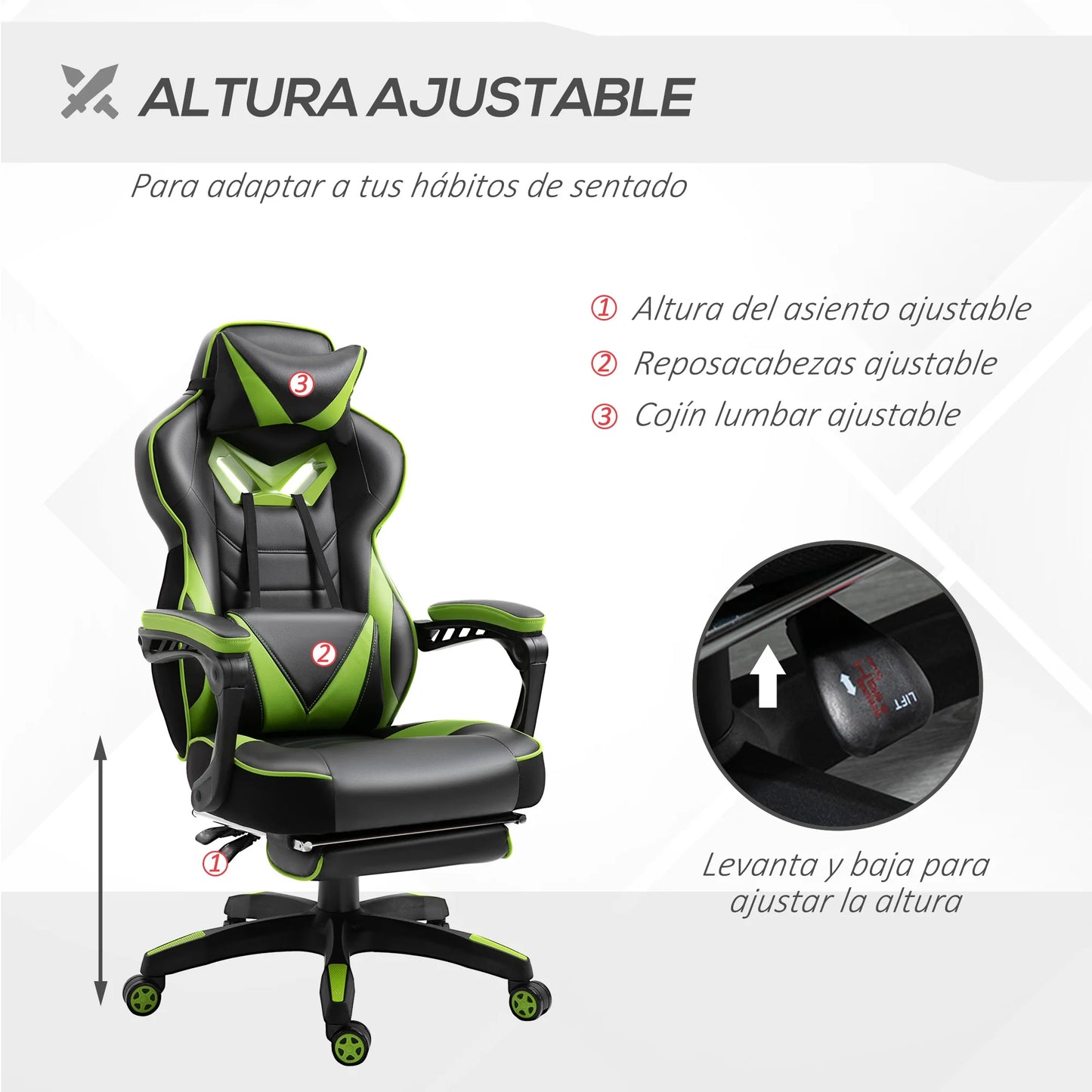 Vinsetto ergonomischer Racing-Stuhl mit verstellbarer Rückenlehne 65X70X118.5-126.5Cm