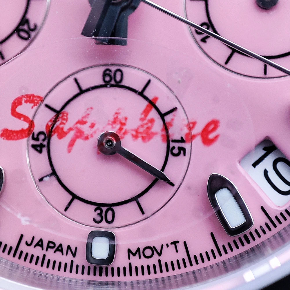 20 Colors dress 39mm Quartz Chronograph Sapphire Crystal Stainless Luminous Men's Watch VK63 Movement Calendar Strap