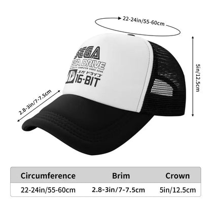 Sega Mega Drive -verkkolippalakki, unisex, hip-hop-snapback, kesäinen hengittävä aurinkolippis, trucker-malli, säädettävä hattu