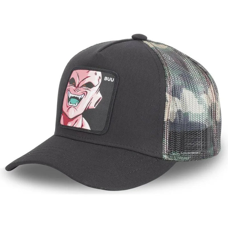 Cappellino Dragon Ball Son Goku da viaggio estivo con visiera, da uomo, ricamato, stile hip-hop, visiera parasole, cappellino trucker regolabile in rete