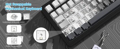 Teclado mecânico ATTACK SHARK X85 Tri-mode Gasket 75% com botão CNC, acolchoamento de 5 camadas, hot-swappable, retroiluminação RGB, NKRO