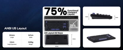 Teclado mecânico magnético EPOMAKER HE80 75% layout US QWERTY Hot-Swap Creamy Gasket com fio Hall Effect DKS SOCD para PC/Mac
