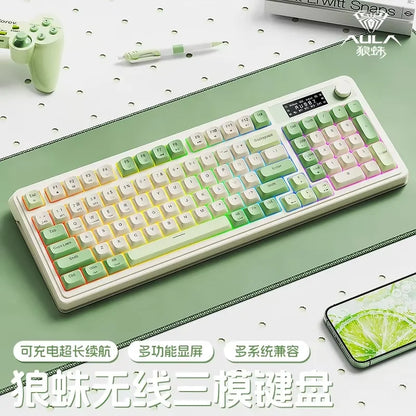 AULA S99 Pro Three Mode Gaming Keyboard Bluetooth Wireless Keyboard RGB Backlight Ergonomic Office PC Gamer Accessories Custom
