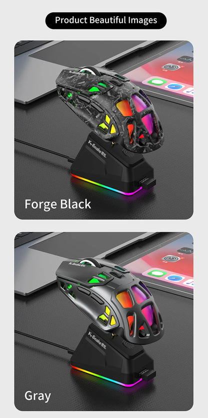 Mouse da gaming leggero Lenovo Tri-Mode con dock di ricarica RGB 12000DPI 2.4G/Bluetooth/cablato mouse ergonomico per PC laptop