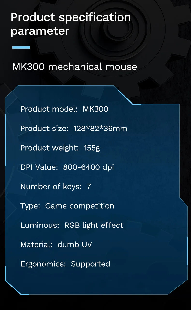 RGB 6400 DPI kabelgebundene mechanische Maus mit magnetischer Befestigung und DIY-Gegengewicht für Esports-Gaming-PC