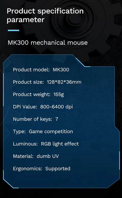 RGB 6400 DPI kabelgebundene mechanische Maus mit magnetischer Befestigung und DIY-Gegengewicht für Esports-Gaming-PC