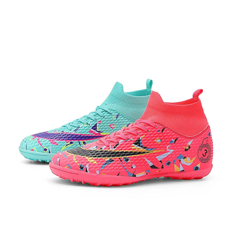 Professional Soccer Shoes Men Outdoor High-Top Sports Football Boots Boots Ag/Fg Long Spikes Artificial Grass Training Match