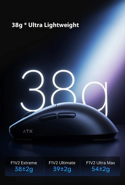 Mouse da gaming ATK F1 V2 Ultra MAX wireless tri-mode PAW3950 doppio 8k leggero ergonomico per esport, accessorio PC personalizzato