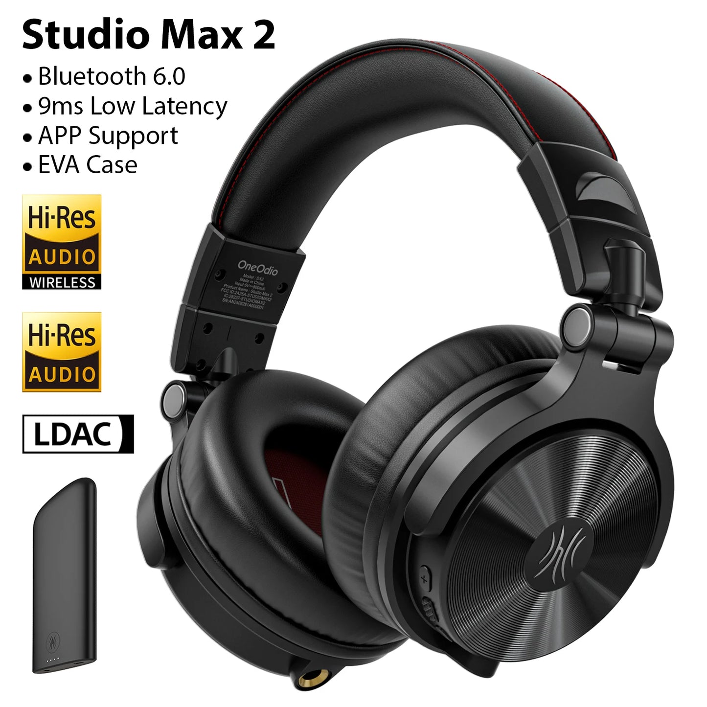 Cuffie DJ wireless OneOdio Studio Max Bluetooth 6.0 – latenza ultra bassa di 9ms, headset over-ear da monitoraggio studio Hi-Res LDAC con microfono