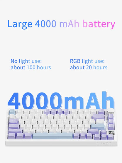 Ajazz AK820 Pro Gaming Mechanical Keyboard 75% Bluetooth/Wireless Customized Gamer Keyboard with TFT Color Screen Knob for PC