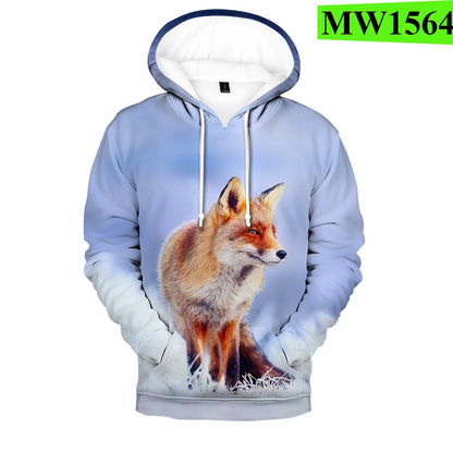 Popularne bluzy z kapturem i bluzy Hip Hop Novelty z wygodnym nowym nadrukiem 3D Fox, dla mężczyzn/kobiet, dorosłych/dzieci, casualowe bluzy wkładane przez głowę