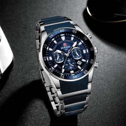 REWARD Relogios Masculino 81011M Sports Silicone Quartz Men's Watch Waterproof Calendar Chronograph Luminous Watches Men Часы