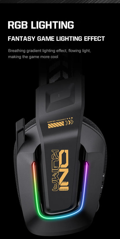 Cuffie da gaming wireless ONIKUMA GT828 Bluetooth 5.3 RGB con microfono, cancellazione del rumore e connessione a 4 modalità per PC, PS5 e laptop