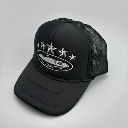 Cruise Ship Pattern Baseball Cap Summer Five-star Mesh Cap for Men and Women Outdoor Beach Sun Protection Trucker Baseball Caps