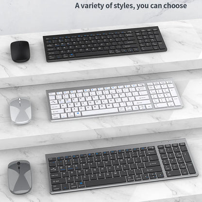 JOMAA Bluetooth & 2.4G USB Keyboard and Mouse Set for Laptop Computer iPad Rechargeable Wireless Keyboard and Mouse Combo Silent