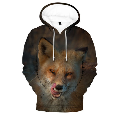 Popularne bluzy z kapturem i bluzy Hip Hop Novelty z wygodnym nowym nadrukiem 3D Fox, dla mężczyzn/kobiet, dorosłych/dzieci, casualowe bluzy wkładane przez głowę